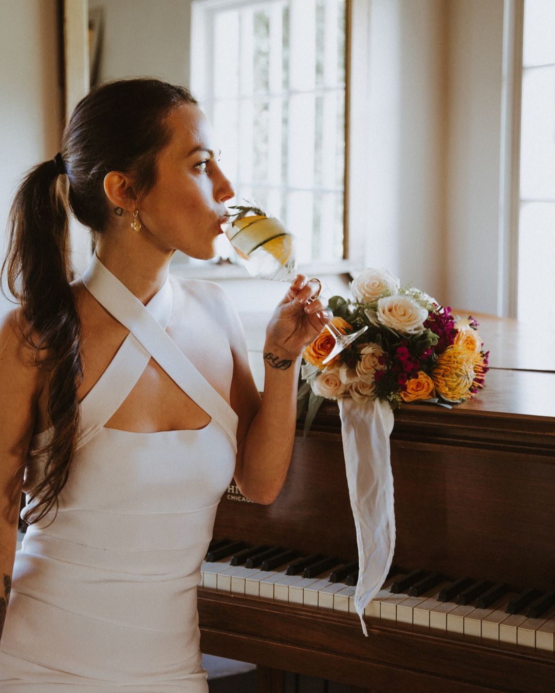 Image of female using the All Purpose Wine Glass Rental at a nice event